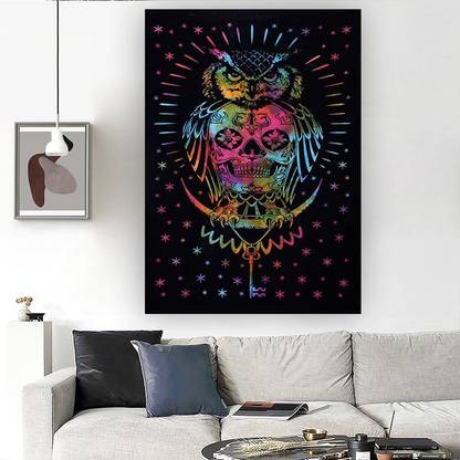 KALAKYARI Owl Skull Psychedelic Wall Décor Tapestry Wall hanging (101 x 76 cm) Psychedelic Tapestry