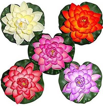 Kanha Floating Lotus Large size Lotus Artificial Flower 7 inch Multicolor Lotus Artificial Flower