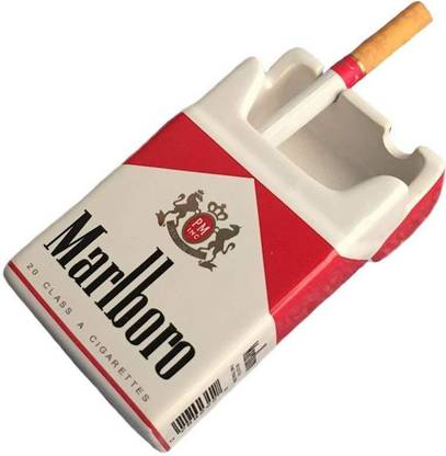 NYRWANA DELIVERING SMILES IN INIDA Ceramic Marlboro Cigarette Box Ashtray Red Ceramic Ashtray