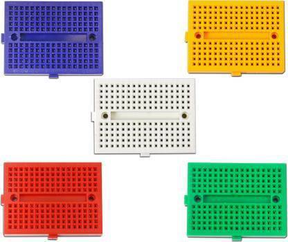 Super Debug 5 pcs Mini Breadboard with 170 Tie Points SYB-170 Solderless Prototype Kit (5 Different Color) PCB Bread Board Plus Adhesive Back for Small DIY Kits Electronic Components Electronic Hobby Kit