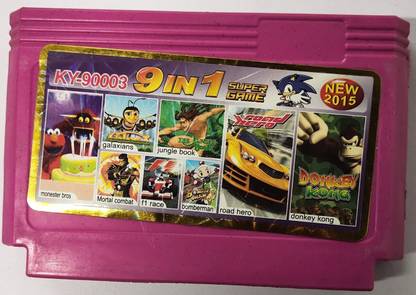 BVG 8 Bit Video Game Cassette/Cartridge 9 In 1 Monester Brother/Galaxins/Mortal combat/Jungle Book/F1 Race/Bomberman  Gaming Accessory Kit