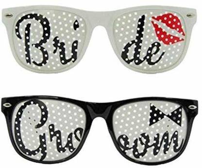 PartyPort Bride & Groom Eye Glasses Set for Wedding, Pre Wedding and Engagement Celebrations  Party Glow Ornament