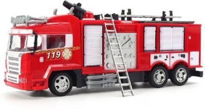 Tiny Tales Remote Control Fire Engine Toy Truck - R/C Rescue Fire Brigade Truck Toy with Water Spray Mode