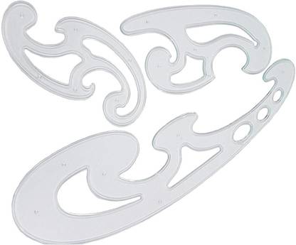 PRANSUNITA French Curve Pack of 3 Clear Plastic Inking Edges Drafting Drawing Ellipse Template Useful in Drawing arm Holes and necklines While Drafting Pattern Ruler