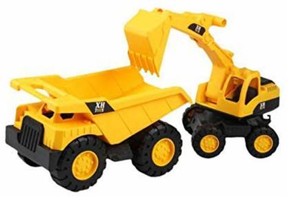 KRU MIR Unbreakable Super Builder Complete Set 3 in 1 Dumper, Excavator, Bulldozer Small Size Construction Toy for Kids | Push and Go Construction Toys for Kids Boys