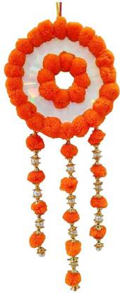 Ayan Creation Handmade Orange Pom Pom Wall Hanging | Wall Decor
