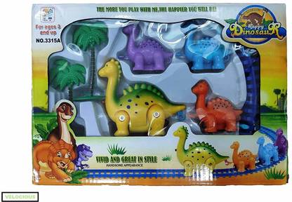 Velocious Dinosaur Cartoon Train , Funny Track Set ,Toy Train for Kids (Multi Color)