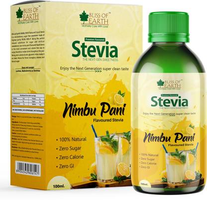 Bliss of Earth Combo Of Nimbu Pani Stevia Liquid (100ml), Sweeten Lime Water & Lemon Tea, Zero Sugar, Zero Calories, Zero Glycemic Index And 99.8% REB-A Stevia Drops Liquid (30ml) Pack of 2 Combo