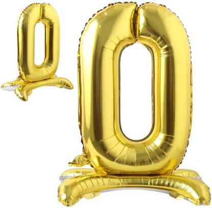 DECOR MY PARTY Solid 32 inch Self Standing 0 Number Balloons for Birthday Party Decoration , Golden 0 Number Balloons - 0 Number foil Balloons Golden Letter Balloon