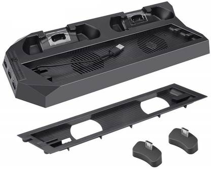 NEW WORLD PS4 Stand Cooling Fan for PS4 Slim / PS4 Pro , PS4 Pro Stand Vertical Stand Cooler with Dual Controller Charge Station Charging Station