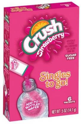 CRUSH Strawberry Drink Mix Singles To Go ON The Go sugar free 6 sachet Energy Drink