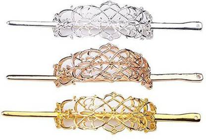 Teensery 3 Pcs Vintage Hair Sticks Hairpins Metal Hollow Hair Clips Barrettes Ponytail Holder DIY Hair Accessories for Women and Hair Clip