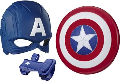 MARVEL Avengers Captain America Roleplay Set (Captain America Mask and Magnetic Shield Toy for Role Play) Party Mask