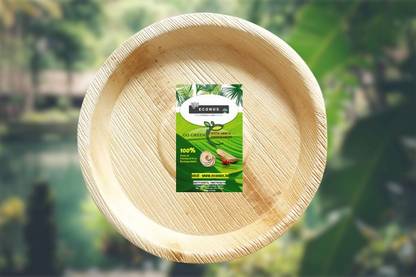 ECONUS Areca Leaf Plate 10 INCH Round (Pack of 25) Areca Palm Leaf Plate for Party and Function Dinner Plate