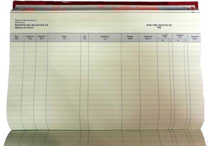 LRS Patient Record Register - OPD Record - Dispensary Register/OPD Register for Hospitals - High Quality - 425 Pages 1-Part Record Keeping Books