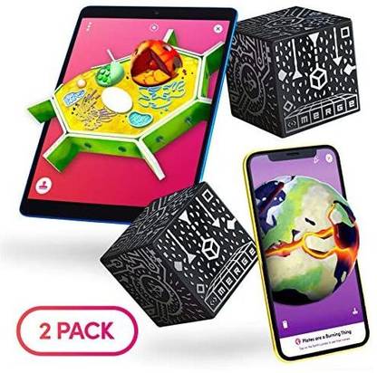 MERGE Cube Hold Virtual 3D Objects Using Augmented Reality, STEM Tool for Learning Science at Home or in The Classroom (2 Pack