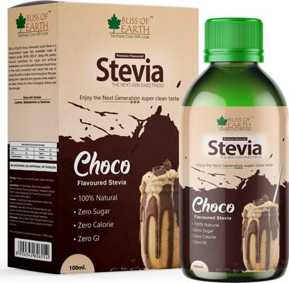 Bliss of Earth Next Generation Chocolate Flavoured Stevia Liquid, Sweeten Coffee Cake Shake & Hot Chocolate, Zero Sugar, Zero Calories, Zero Glycemic Index, 100ml Sweetener