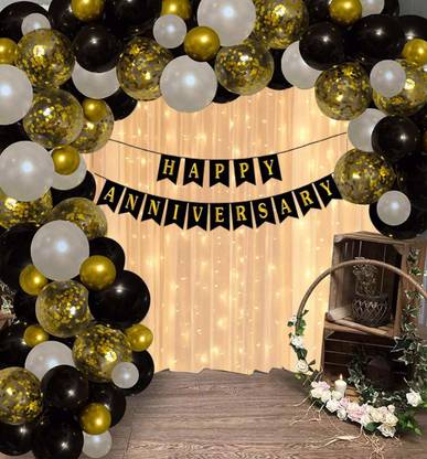 Wisdom Decor Solid Happy Anniversary Decoration Items with Banner