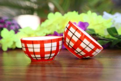 Kaylish Ceramic Cereal Bowl Ceramic Serving Bowl Set "Handglazed Check Pattern Bowls" Porridge Bowl (Medium)