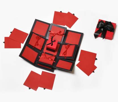 Crafted with passion red drama Explosion Box for birthday anniversary love Greeting Card
