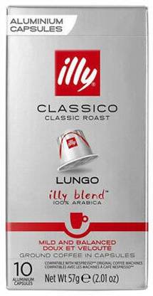 Illy Classico Aluminium 10 Capsules Lungo Ground Coffee Filter Coffee