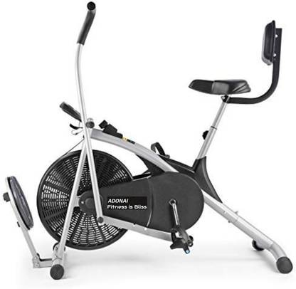 Adonai Upright Air Bike with Twister Board & Back Support Moving/Fix Arms for Home Gym Upright Stationary Exercise Bike