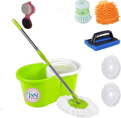 JSN Magic Spin Mop 360? Rotating Pole & Bucket Wet & Dry Mop With 3 Refill, Pedi Cle Mop Set