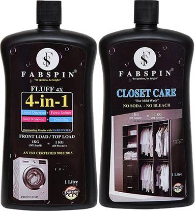 Fabspin Dry Cleaners Mild Wash Liquid Detergent + 4x (4 in 1) Liquid Detergent) (1 Litre each) Combo Of 2 Liquid Detergent