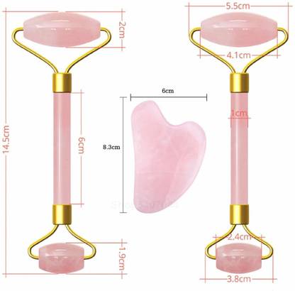 PCS Facial Roller Quartz Jade Facial Roller & Gua Sha 100% Natural Pink Massage Massager