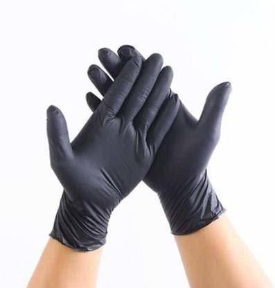 DM India Disposable Nitrile Gloves Hand Protection for Hospital, Clinic, Sanitary & Kitchen (large Size ,black) Nitrile Surgical Gloves