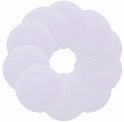 Anoma Washable Cotton Maternity Nursing Breast Pads - Washable Pads + Wash Bag - Breastfeeding Nipple Pad for Maternity - Reusable Nipplecovers for Breast Feeding (Pack of 10, White) Nursing Breast Pad