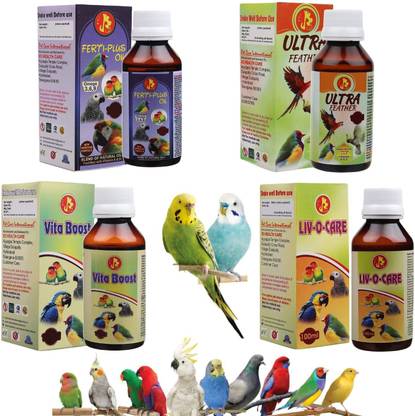 Pet Care International (PCI) Combo Vita Boost, Ultra Feather, Ferti Plus, Liv-O-Care || Provide Essential Vitamins & Minerals For Healthy Bird Healthcare || 30ml Pet Health Supplements