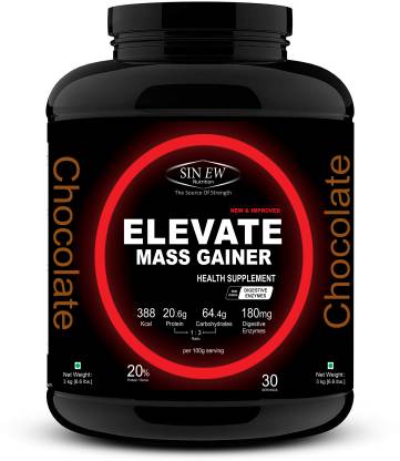 SINEW NUTRITION Elevate Mass Gainer 3kg Chocolate Weight Gainers/Mass Gainers