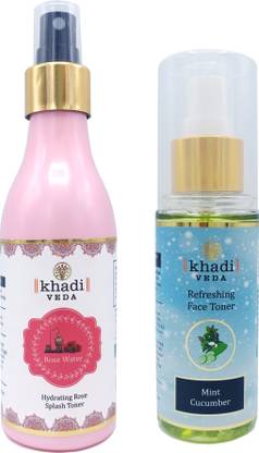 खादी वेद Rose water 200 ml And Mint cucumber 100ml Combo.