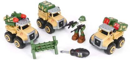 Toyico Friction Powered & Openable Parts Assemble Diassemble Military Missile Launcher Tools Truck for Kids - Take Apart Toy Assembly Truck Army Car Toys Army Vehicle Military Missiles Truck Toy