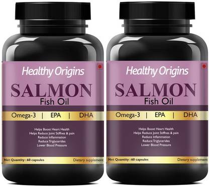 Healthy Origins Salmon Omega-3 Fish Oil Salmon Fish, For Brain, Heart, Joint Health (2) Pro