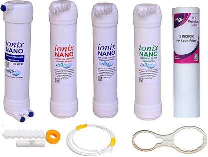 IONIX Nano Filters For water purifiers, Compatible Filters for Aquasure Nano, Zero B and all RO's with Small size filters (Full Filter Kit with Nano Filters) Solid Filter Cartridge
