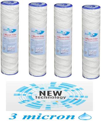 IONIX 3 Micron pre Filter, Yarn Spun, PP + Yarn, 10 inches, Compatible with All Standard Size pre Filters, Pack of 4 Solid Filter Cartridge
