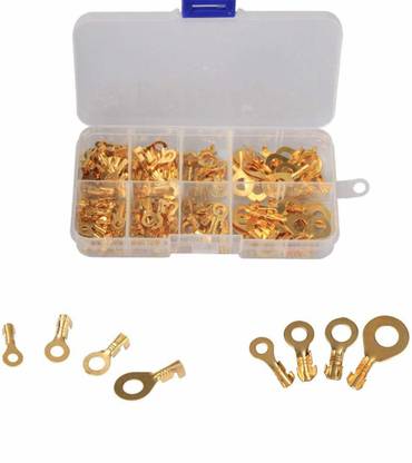 DIY Crafts 150PCS M3/ M4 M5 M6 Ring Lugs Ring Eyes Copper Crimp Terminals Cable Lug Wire Connector Non-Insulated Assortment Kit Copper Crimp Terminals Wire Connector
