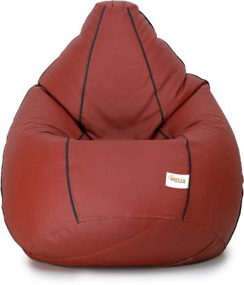 Sattva XXL Tan with Black Piping Teardrop Bean Bag  With Bean Filling