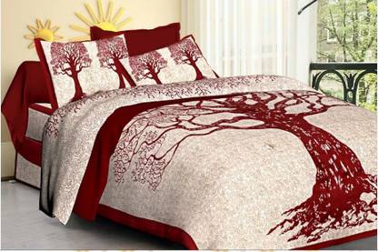 shree sd creation Cotton Double Flat 170 TC Printed Bedsheet