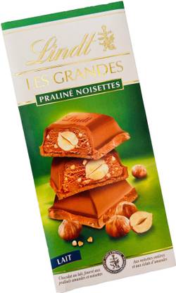 LINDT Les Grandes Milk Chocolate With Almond & Hazelnut Praline Filling 225g Bars