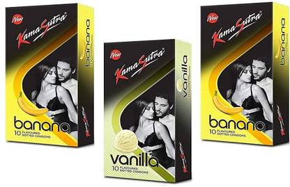 Kamasutra Flavoured Series 2Banana & 1Vanilla Condom Each 10s Condom