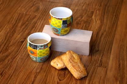 Kaylish Pack of 2 Ceramic Ceramic kulhad ,Kulhar Cups (Set of 2 )-Multicolor kullad Tea Set, kulhad chai Cups Hand Painted kullar Coffee Mug Microwave safe and Lead Free Chai Cups