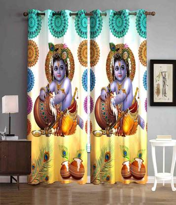 BLENZZA DECO 213 cm (7 ft) Polyester Semi Transparent Door Curtain (Pack Of 2)
