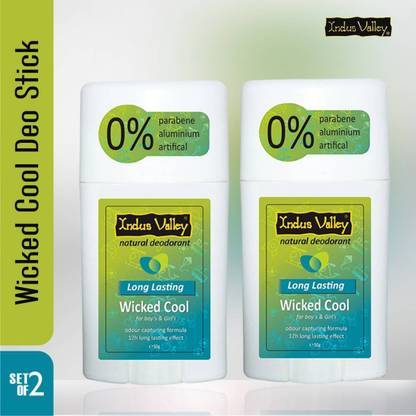 Indus Valley Long Lasting Wicked Cool Deodorant Stick - Twin Pack Deodorant Stick  -  For Men & Women