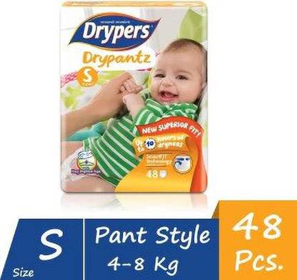 drypers Drypantz Pant Style Premium Diaper, Small Size, 48 Counts - S