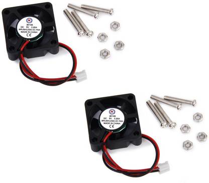 Manushre Manas Enterprises DC 5V 0.2A Cooling Fan with Screws for Raspberry Pi 40mm x 40 mm(Pack of 2) Electronic Components Electronic Hobby Kit
