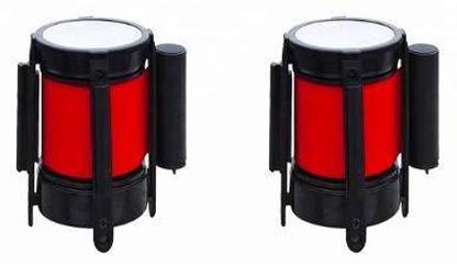 DARIT Queue Barrier Belt, Wall Mounted Safety/Security Barrier Belt,Security Retractable Barrier for Stanchion Queue with 2 Meter belt (Red PACK OF 2) Emergency Sign