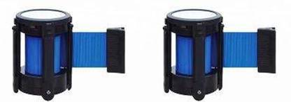 DARIT Queue Barrier Belt, Wall Mounted Safety/Security Barrier Belt,Security Retractable Barrier for Stanchion Queue with 2 Meter belt (BLUE PACK OF 2) Emergency Sign